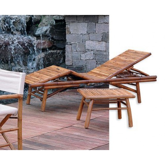 Tavolino da giardino in bambù - poggia vivande rettangolare 60x50 cm
